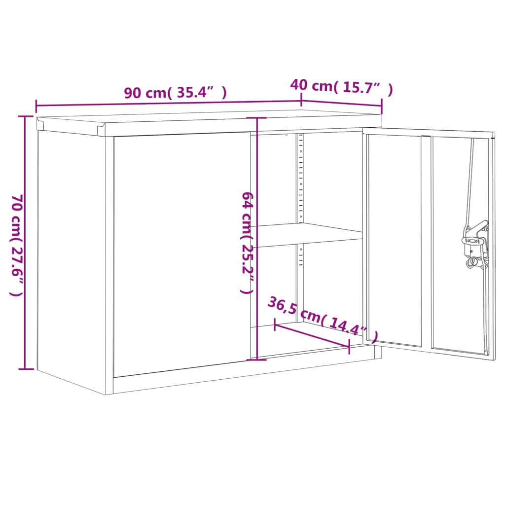 Aktenschrank Weiß 90x40x110 cm Stahl