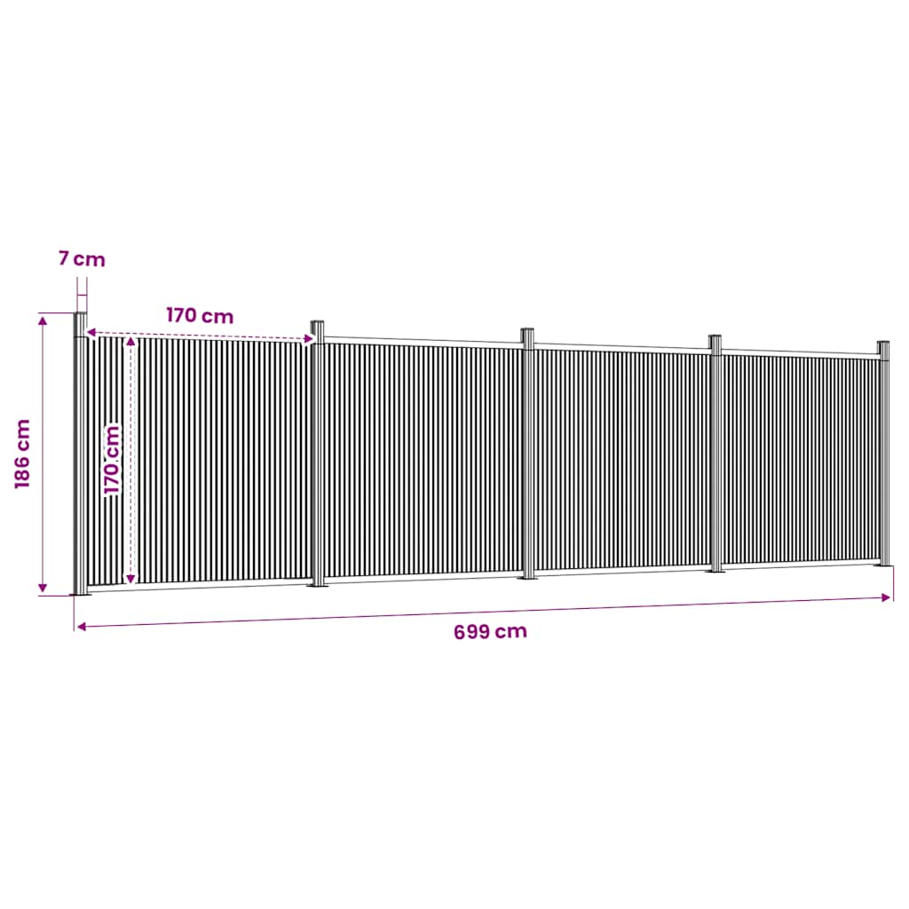 Zaunelement Grau 353x186 cm WPC