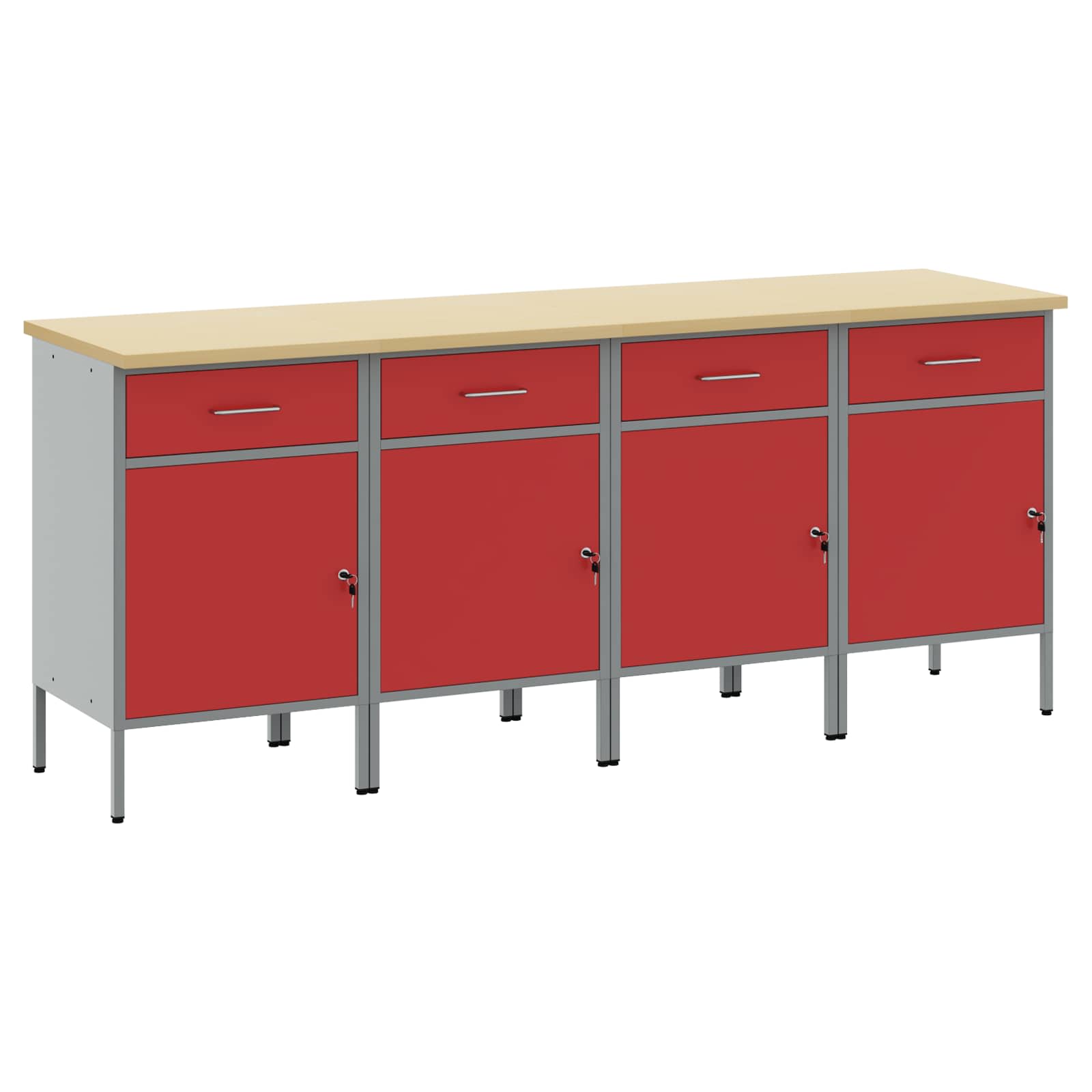 Werkbank mit Schubladen 2 pcs Rot und Grau 100 x 55 x 85 cm