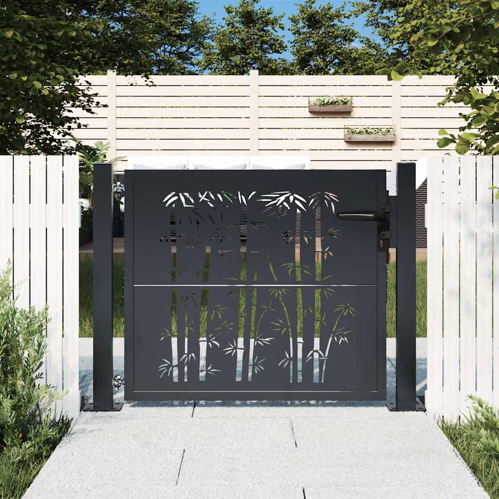 Gartentor Anthrazit 100x75 cm Stahl Bambus-Design