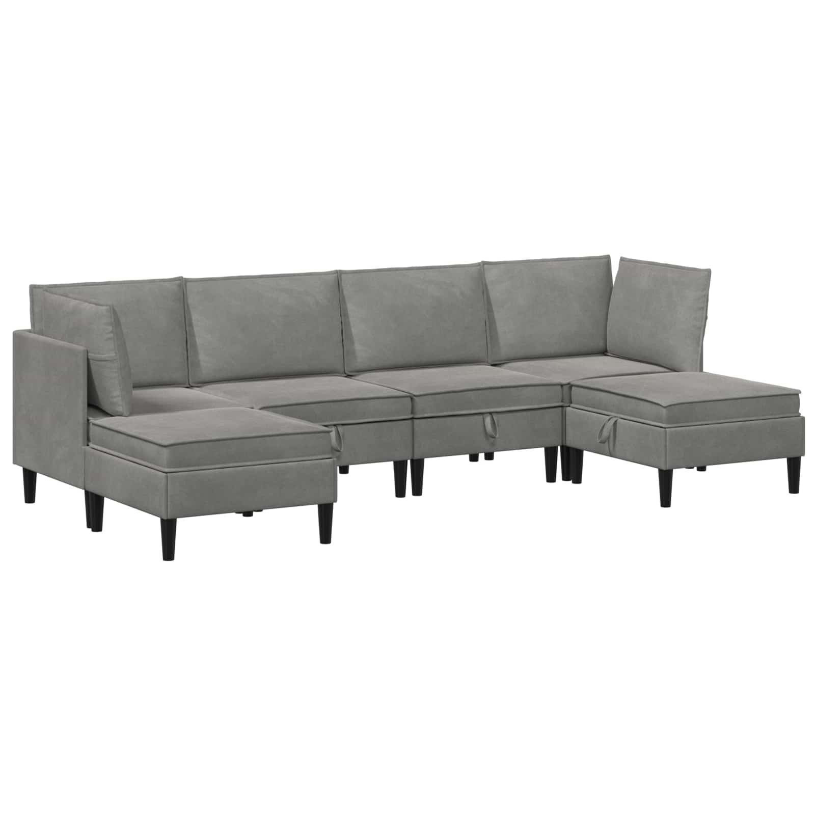 Wohnzimmergarnitur mit Kissen mit Speicher 3 pcs Hellgrau Samt
