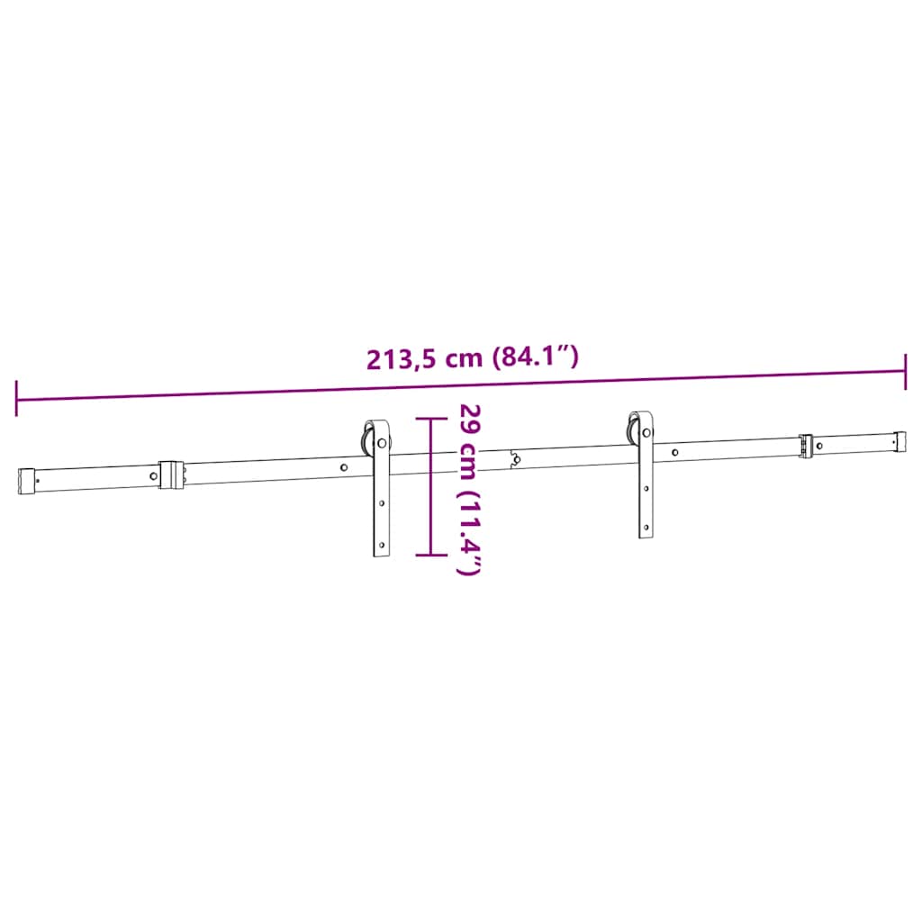 Schiebetürbeschlag-Set SKIEN 183 cm Stahl Schwarz