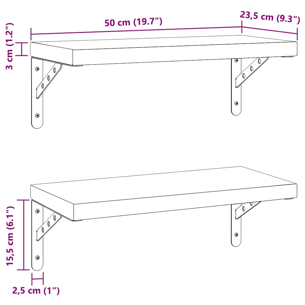 Wandregale 2 Stk. 100x40 cm Silbern Edelstahl
