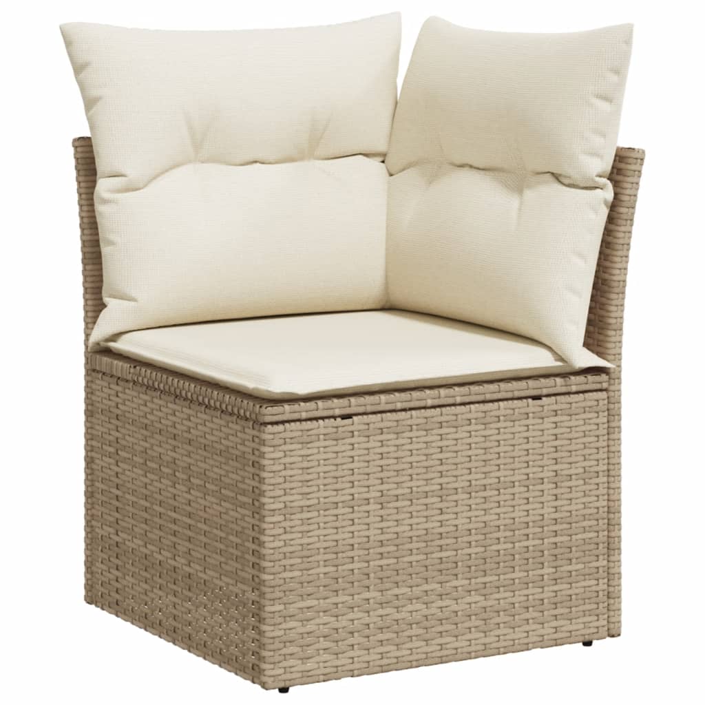 10-tlg. Garten-Sofagarnitur mit Kissen Schwarz Poly Rattan