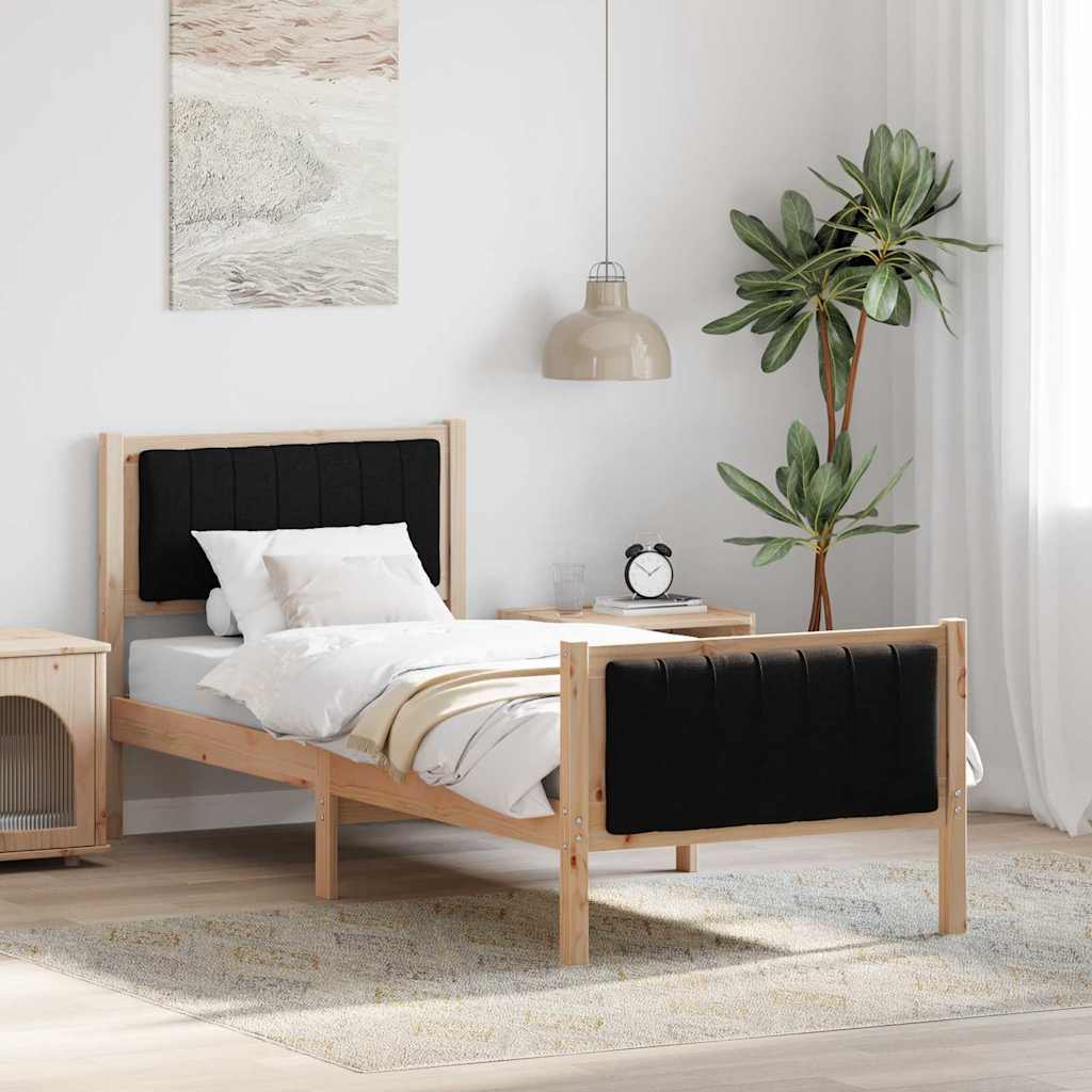 Bettgestell Braun und hellgrau 200 x 200 cm Massivholz Kiefer