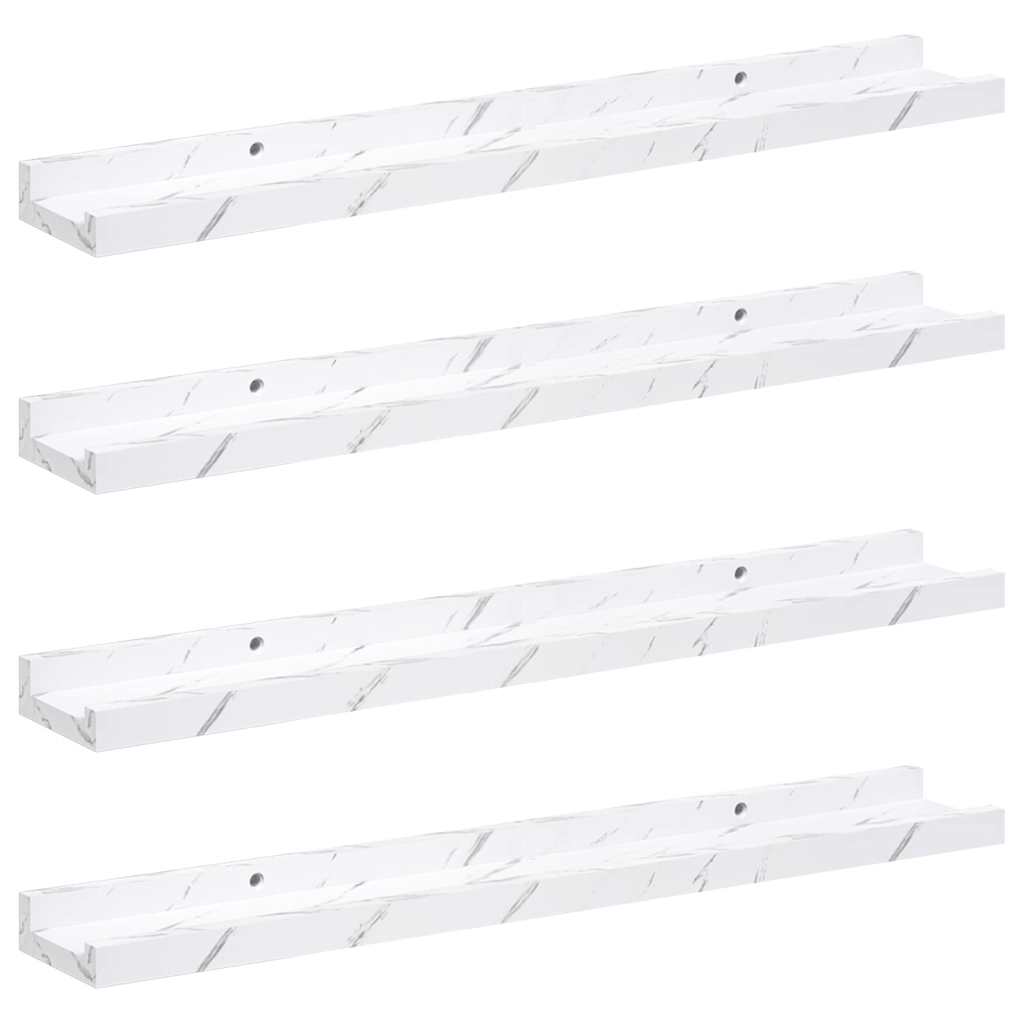Wandregale 2 Stk. Hochglanz-Weiß 40x9x3 cm