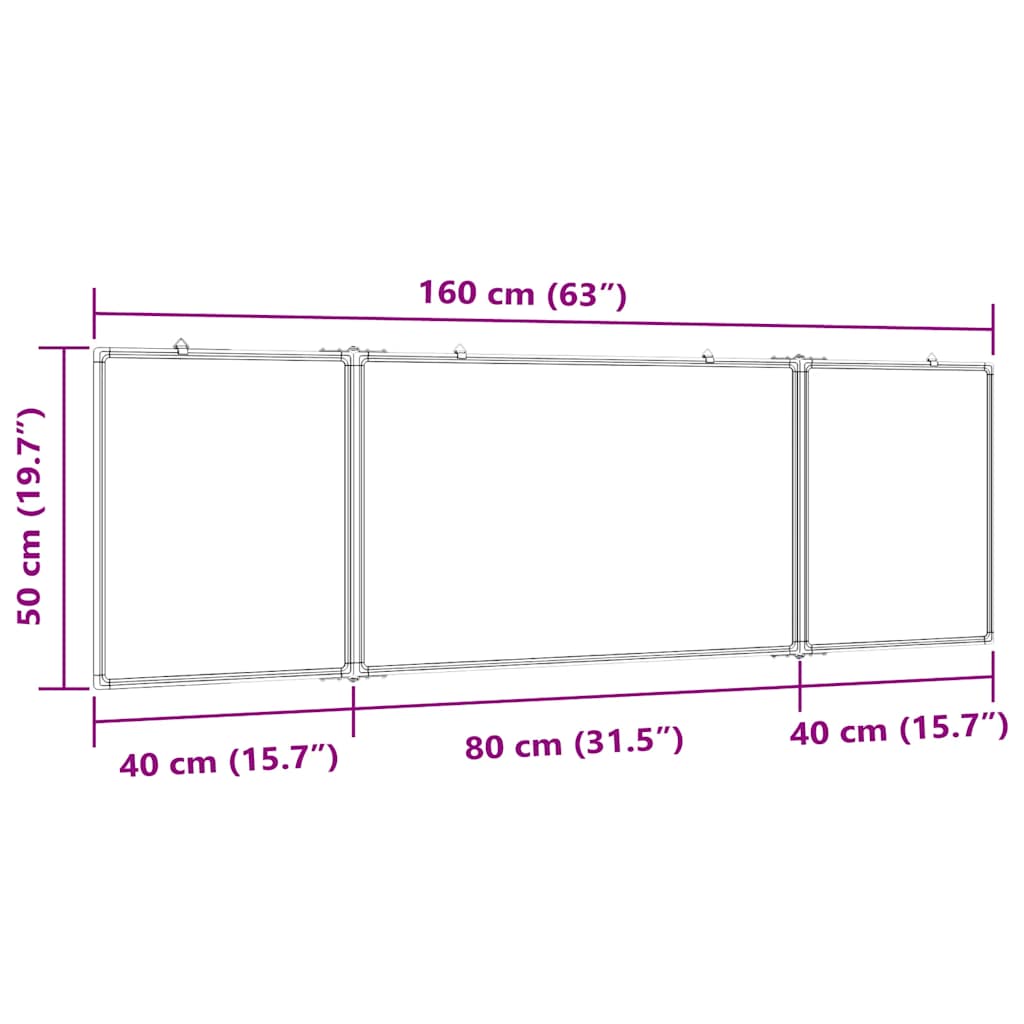 Magnetisches Whiteboard Klappbar 160x40x1,7 cm Aluminium