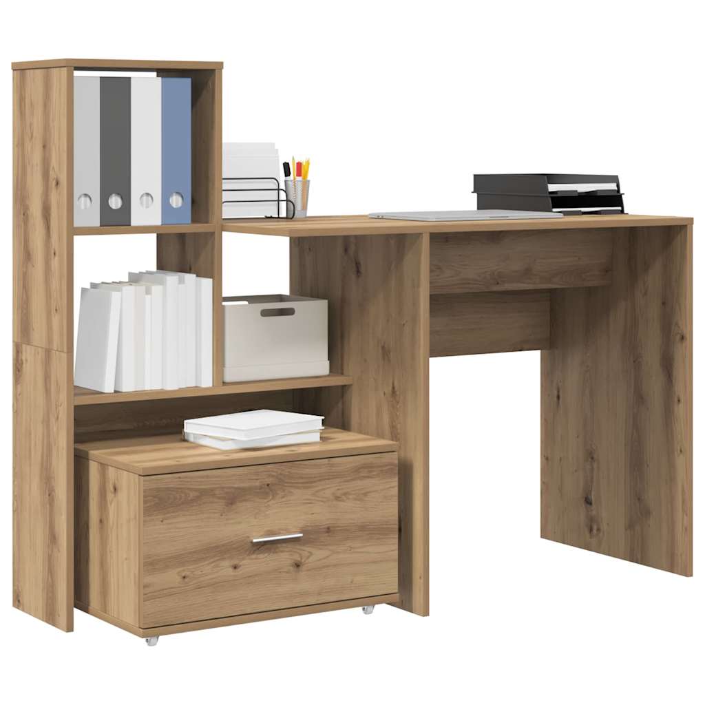 Schreibtisch mit Regal Weiß 131,5 x 50 x 106,5 cm Holzwerkstoff