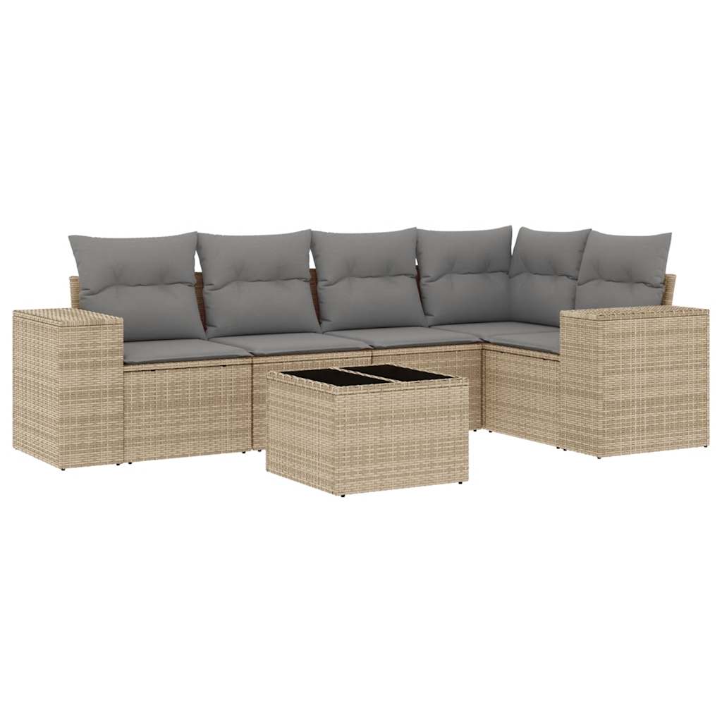 5-tlg. Garten-Sofagarnitur mit Kissen Schwarz Poly Rattan
