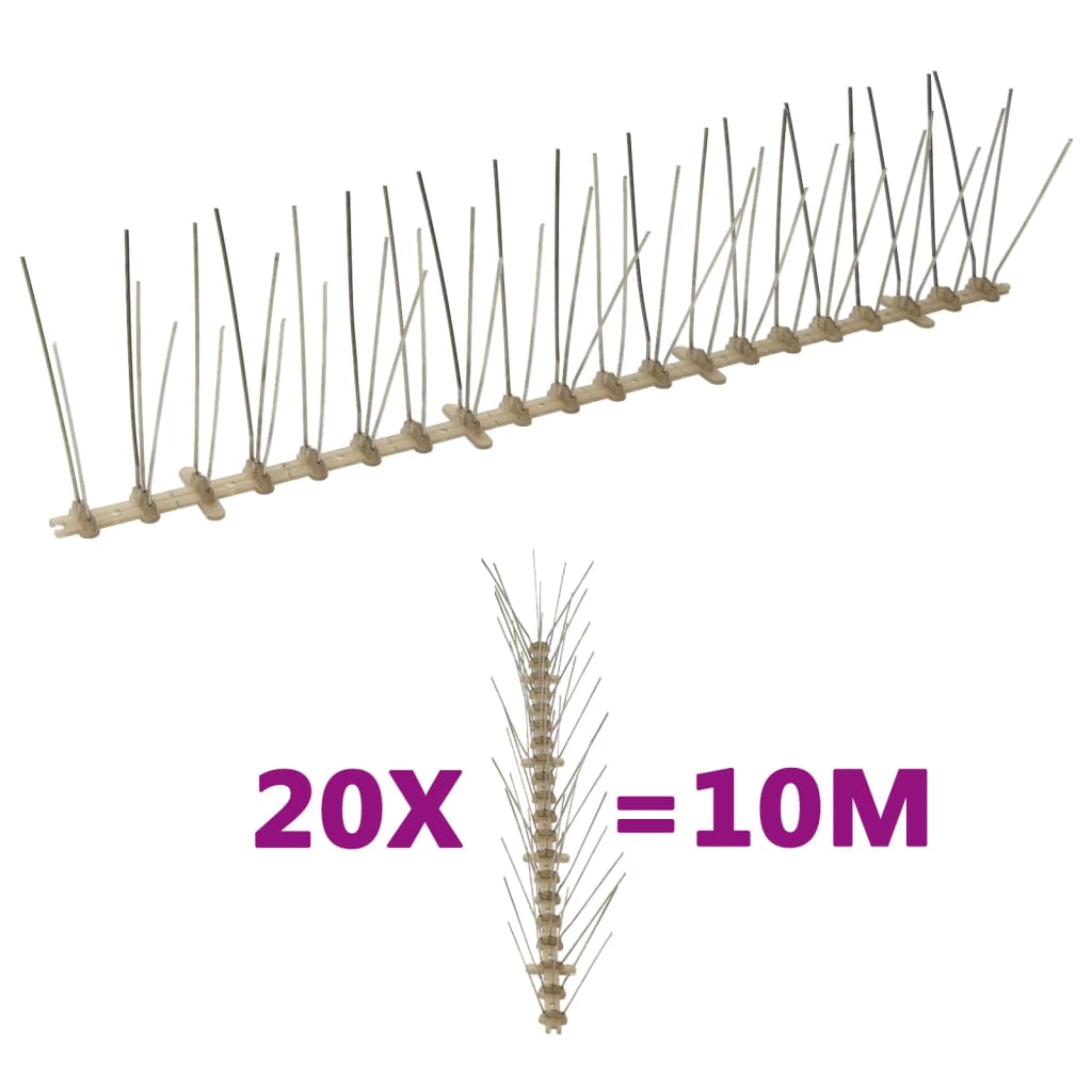 20-tlg. Vogelabwehr-Spikes-Set 10 m Kunststoff 2-reihig