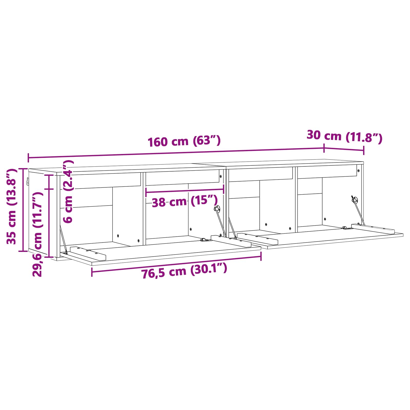 Wandschrank 80x30x35 cm Massivholz Kiefer