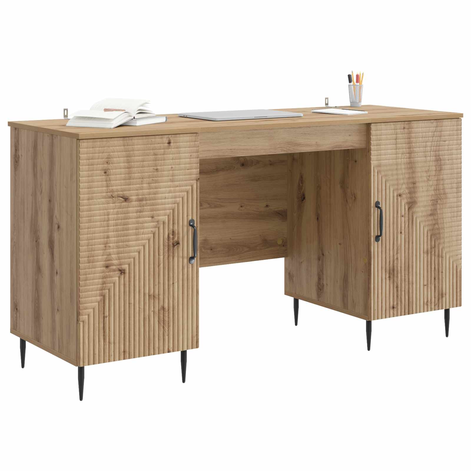 Schreibtisch mit Regal Schwarz 142,5 x 50 x 75 cm Holzwerkstoff