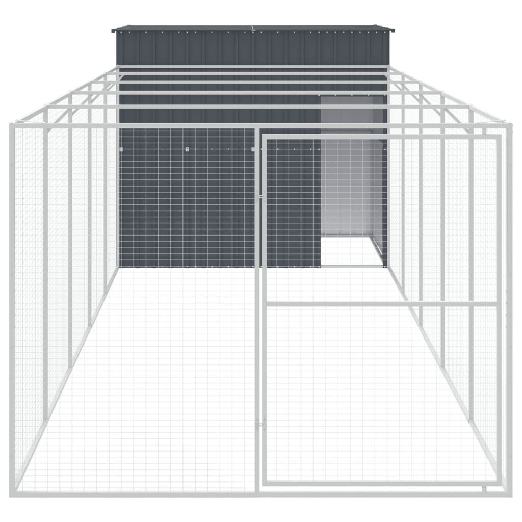 Hundehütte mit Dach Anthrazit 214x153x181 cm Verzinkter Stahl