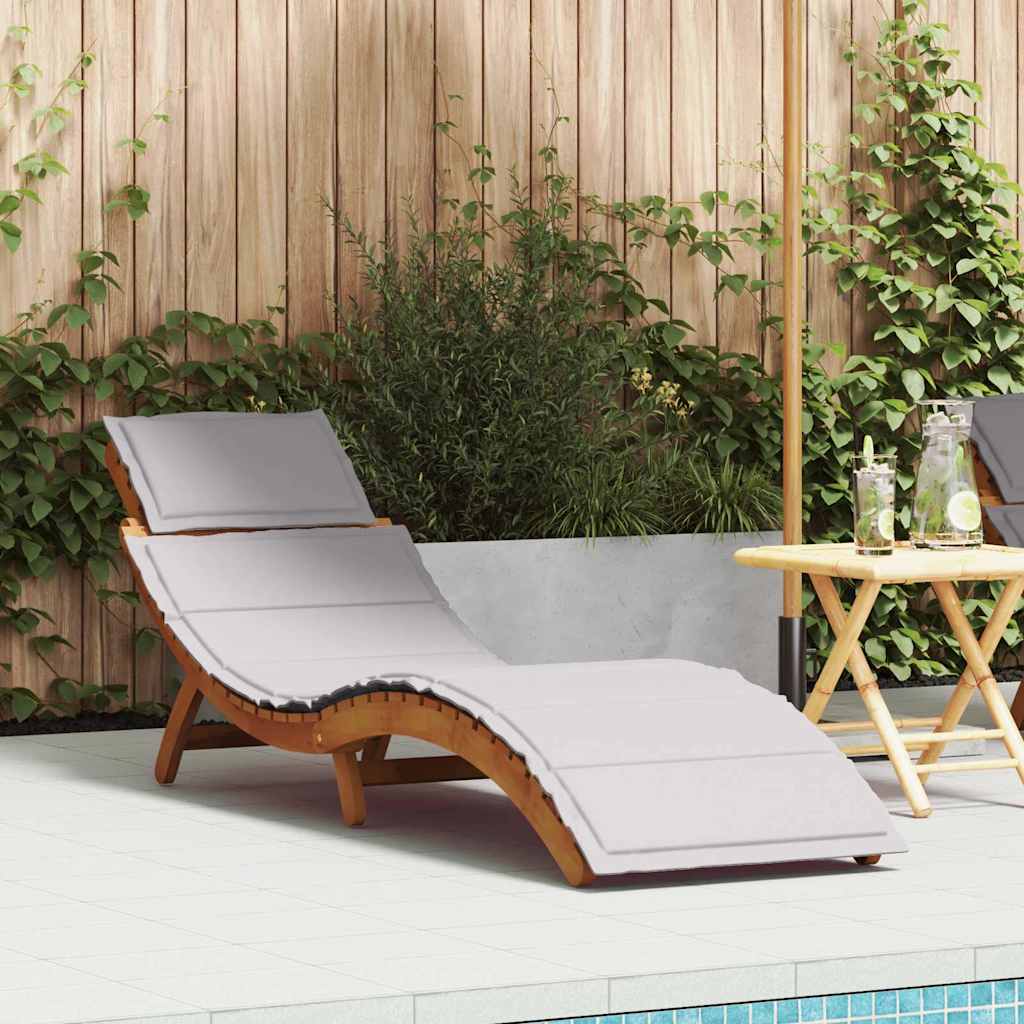 Sonnenliege mit Auflage Beige Massivholz Akazie