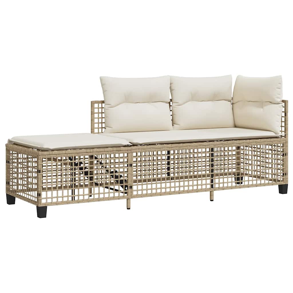 3-tlg. Garten-Ecksofa-Set mit Kissen Schwarz Poly Rattan