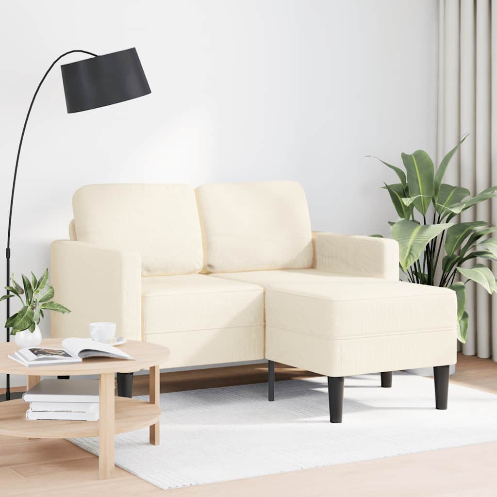 2-Sitzer-Sofa mit Chaiselongue L-Form Hellgrau 125 cm Leinen