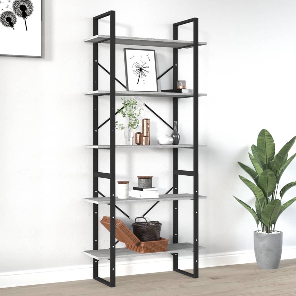 Bücherregal 5 Fächer Weiß 40x30x175 cm Holzwerkstoff