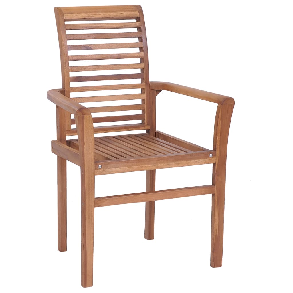 Essstühle 6 Stk. Stapelbar Massivholz Teak
