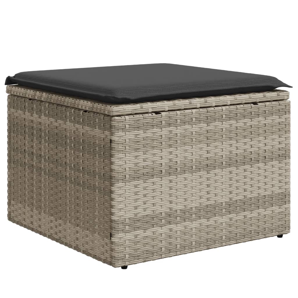 Gartenhocker mit Kissen Schwarz 55x55x37 cm Poly Rattan