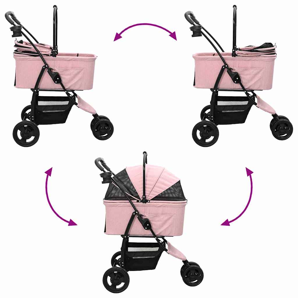 Faltbarer Haustierwagen Rosa 81 x 47 x 99 cm Polyester