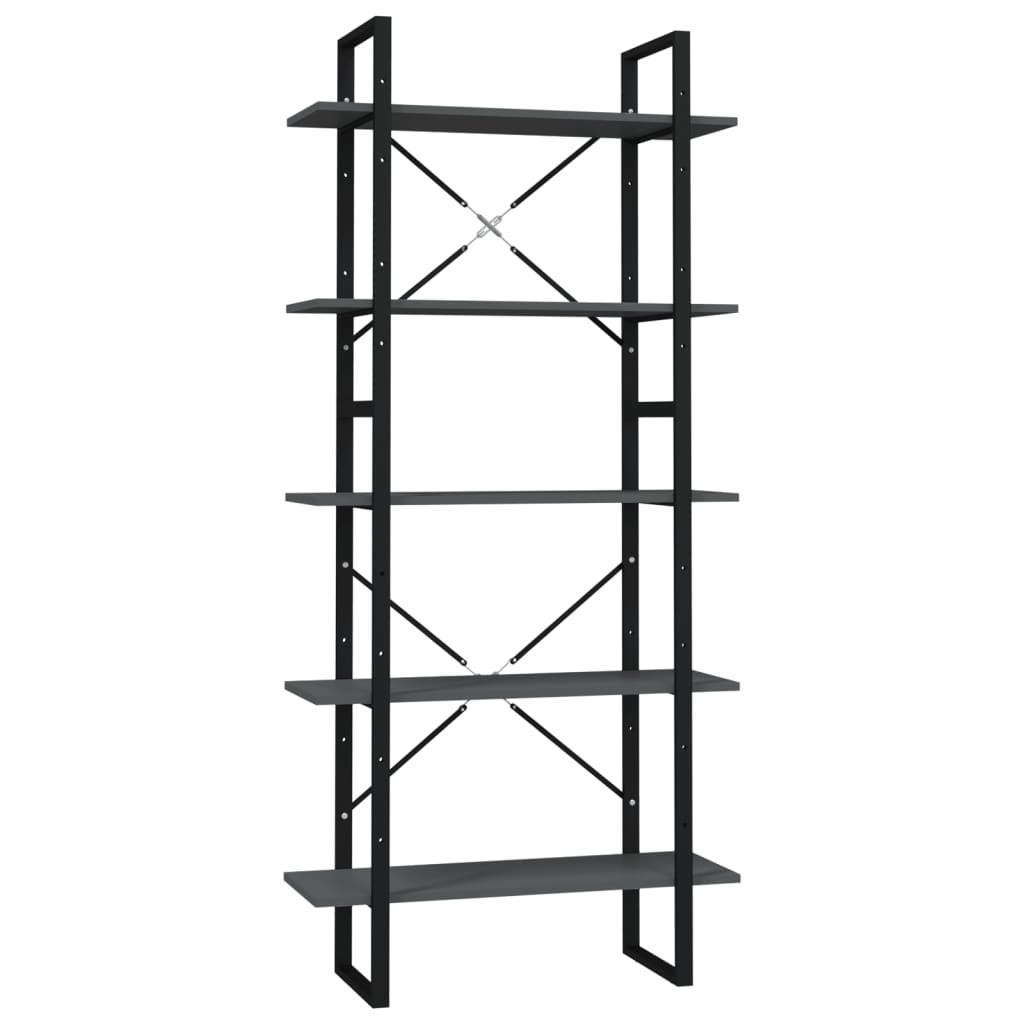 Bücherregal 5 Fächer Weiß 40x30x175 cm Holzwerkstoff