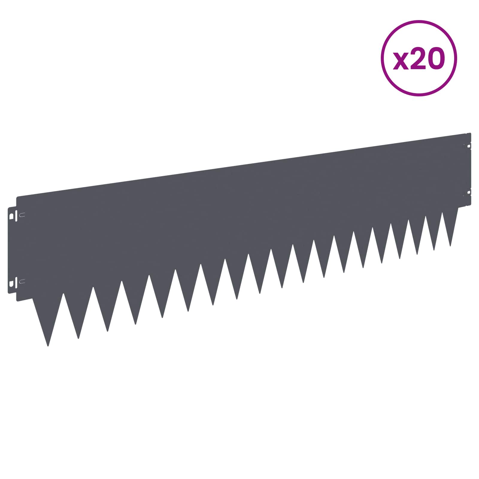 Raseneinfassung 10 pcs Länge Höhe 103 x 15 cm Stahl Schwarz