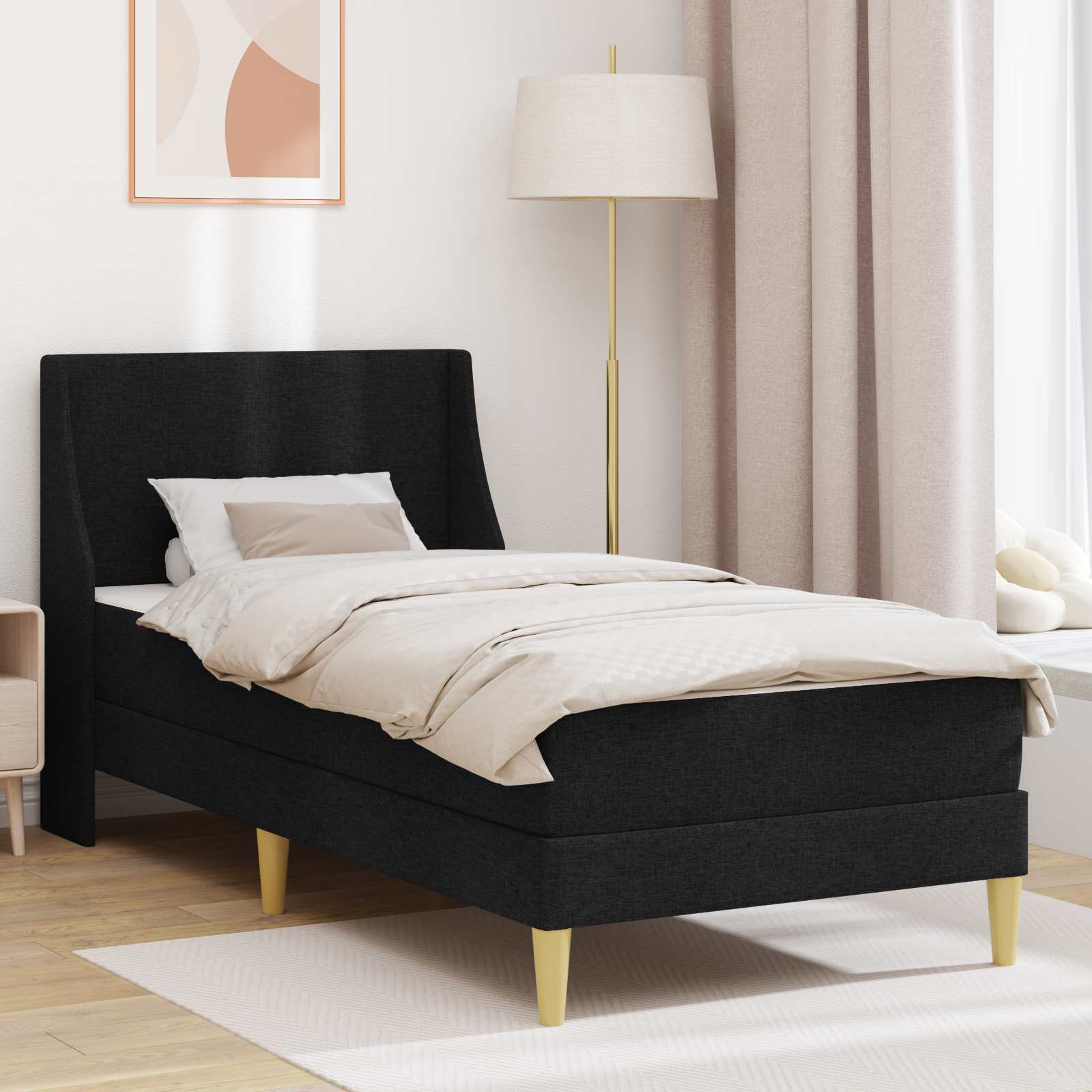 Bettgestell mit Matratze Hellgrau 80x 200 cm Polyester