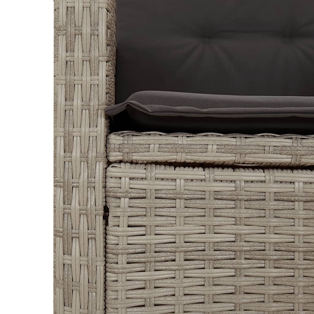 Gartensessel Verstellbar mit Kissen Schwarz Poly Rattan