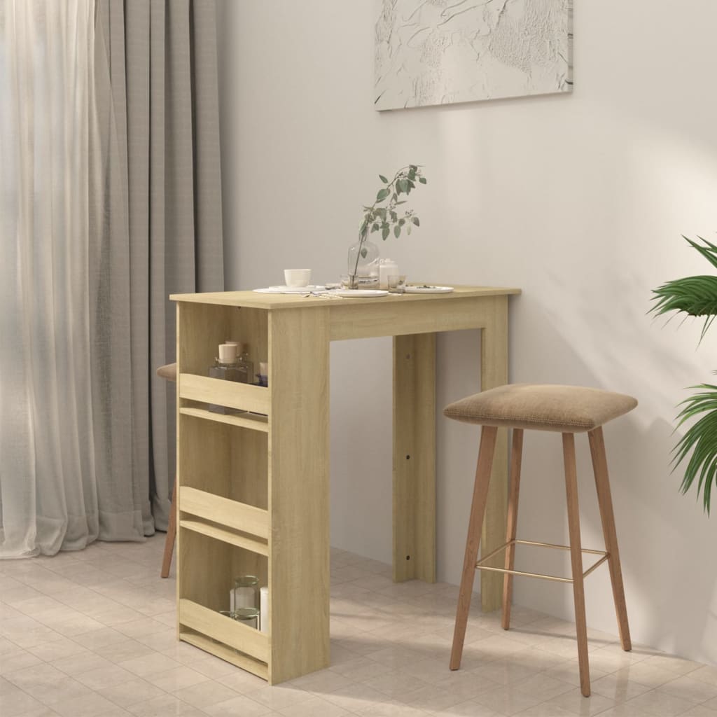 Bartisch mit Ablagefläche Weiß 102x50x103,5 cm Holzwerkstoff
