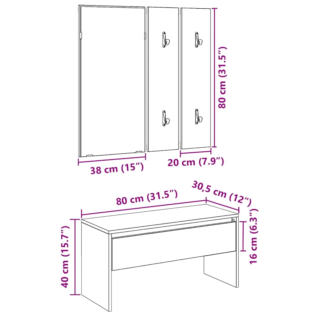 Garderoben-Set Weiß Holzwerkstoff