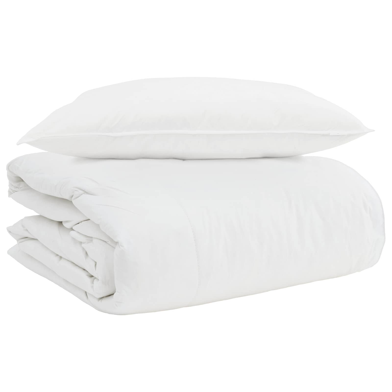 2-in-1 Bettdecke mit Kissen 2 pcs Weiß Daunenfeder
