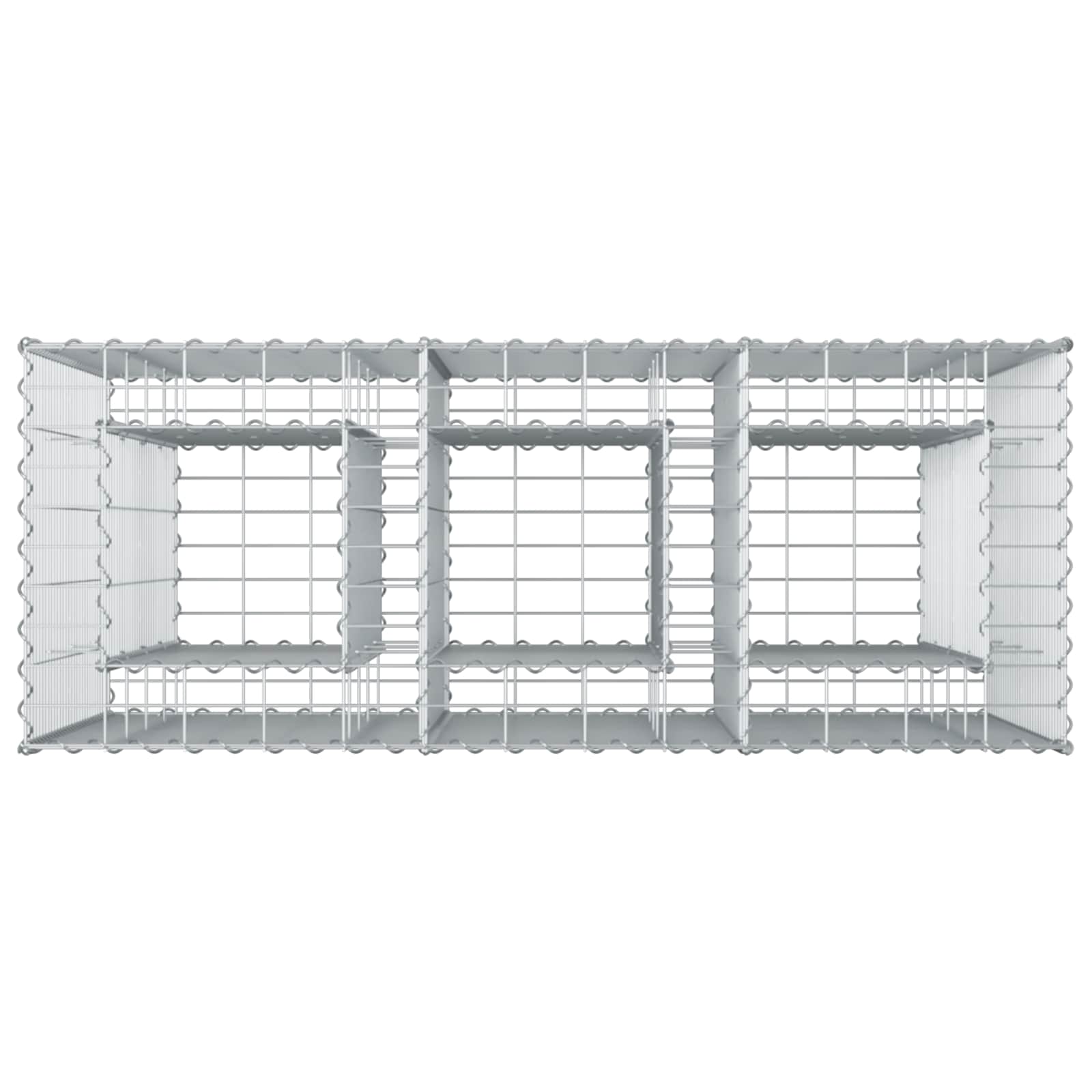 Gabionen Hochbeet 2 pcs Silber 260 x 60 x 55 cm