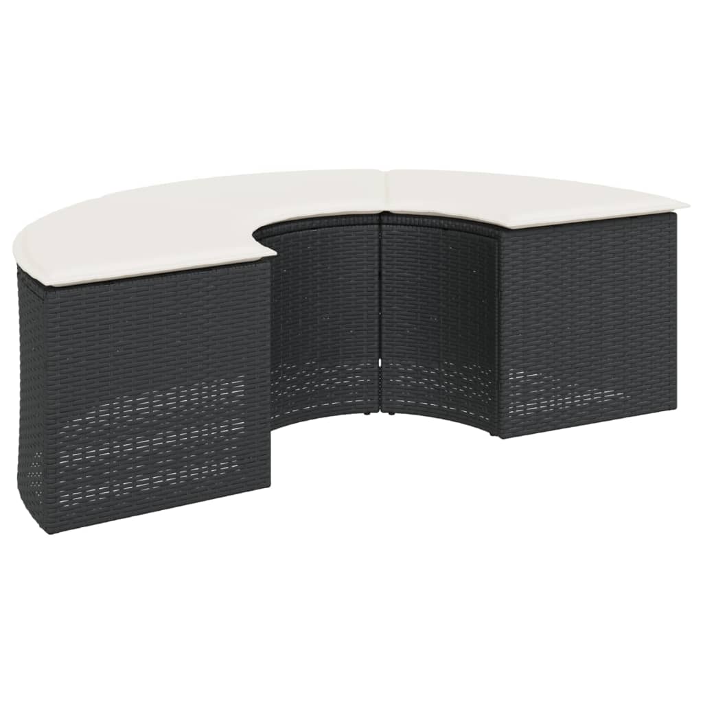 3-tlg. Garten-Sofagarnitur Halbrund Grau Poly Rattan