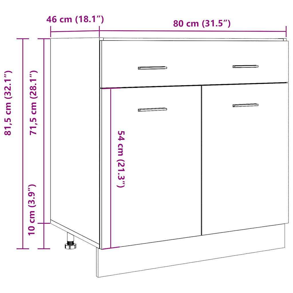 Unterschrank Lyon Weiß 60x46x81,5 cm Holzwerkstoff