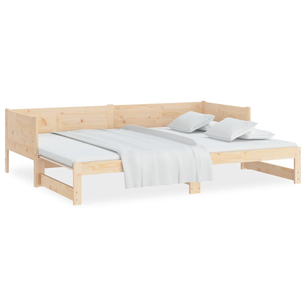 Ausziehbares Tagesbett Natur 180 x 200 cm Massives Kiefernholz