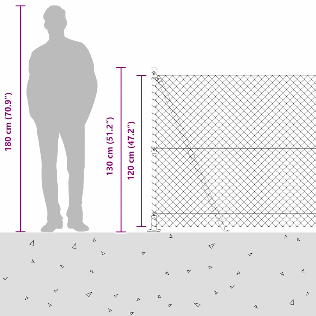 Outdoor Kettenglied-Zaun Erdfixierung 10 x 0,4 m Grün Netz