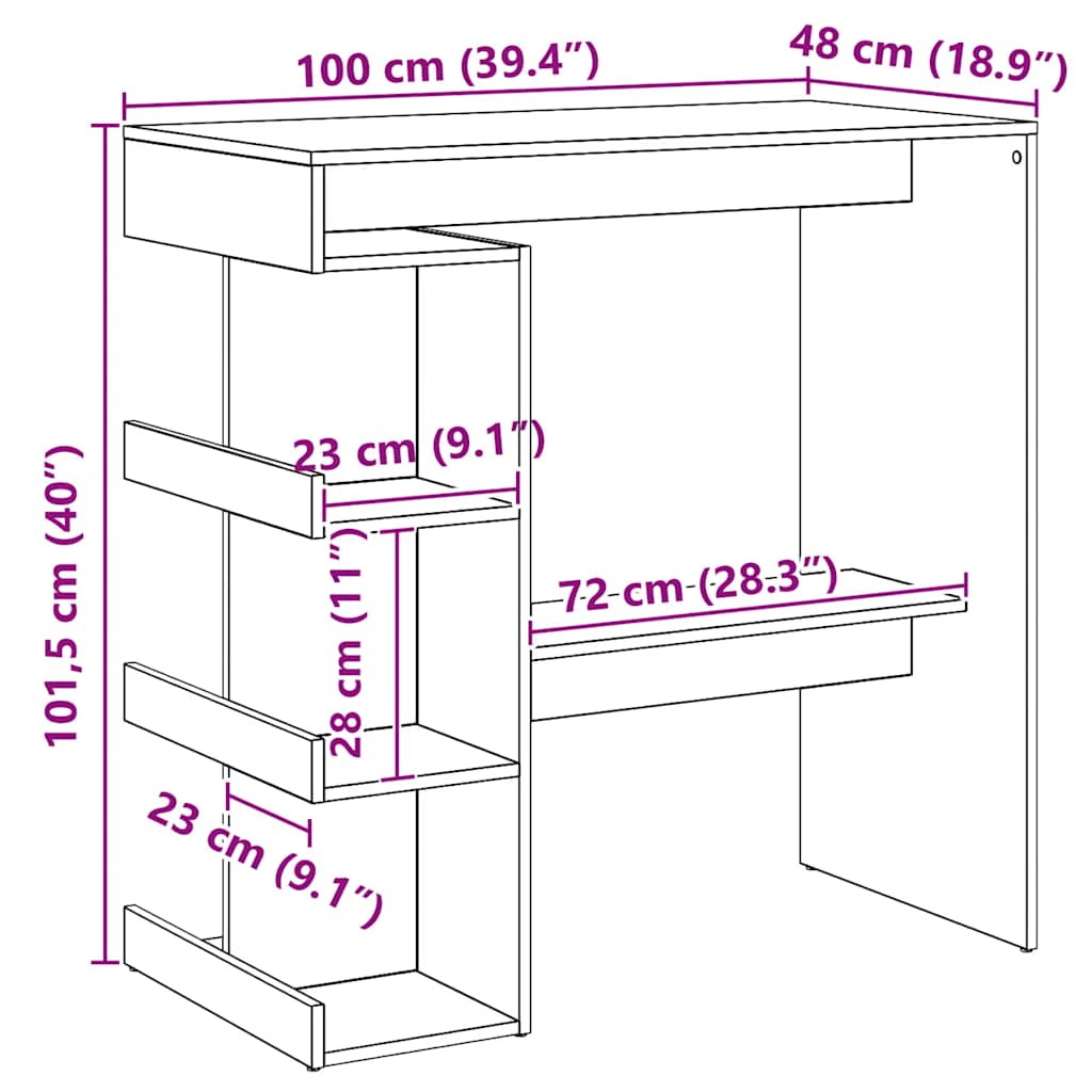 Bartisch mit Regal Weiß 100x50x101,5 cm Holzwerkstoff