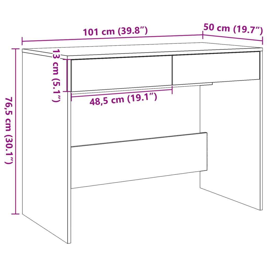 Schreibtisch Weiß 101x50x76,5 cm Holzwerkstoff