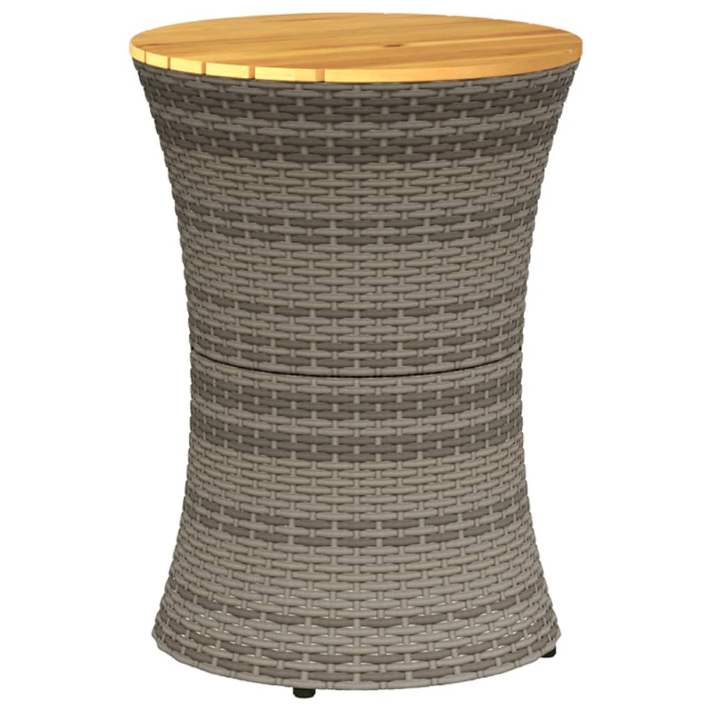 Garten-Beistelltisch Trommelform Schwarz Poly Rattan Massivholz