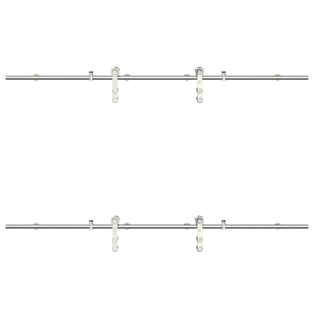Schiebetür-Beschlagsatz 183 cm Edelstahl Silbern