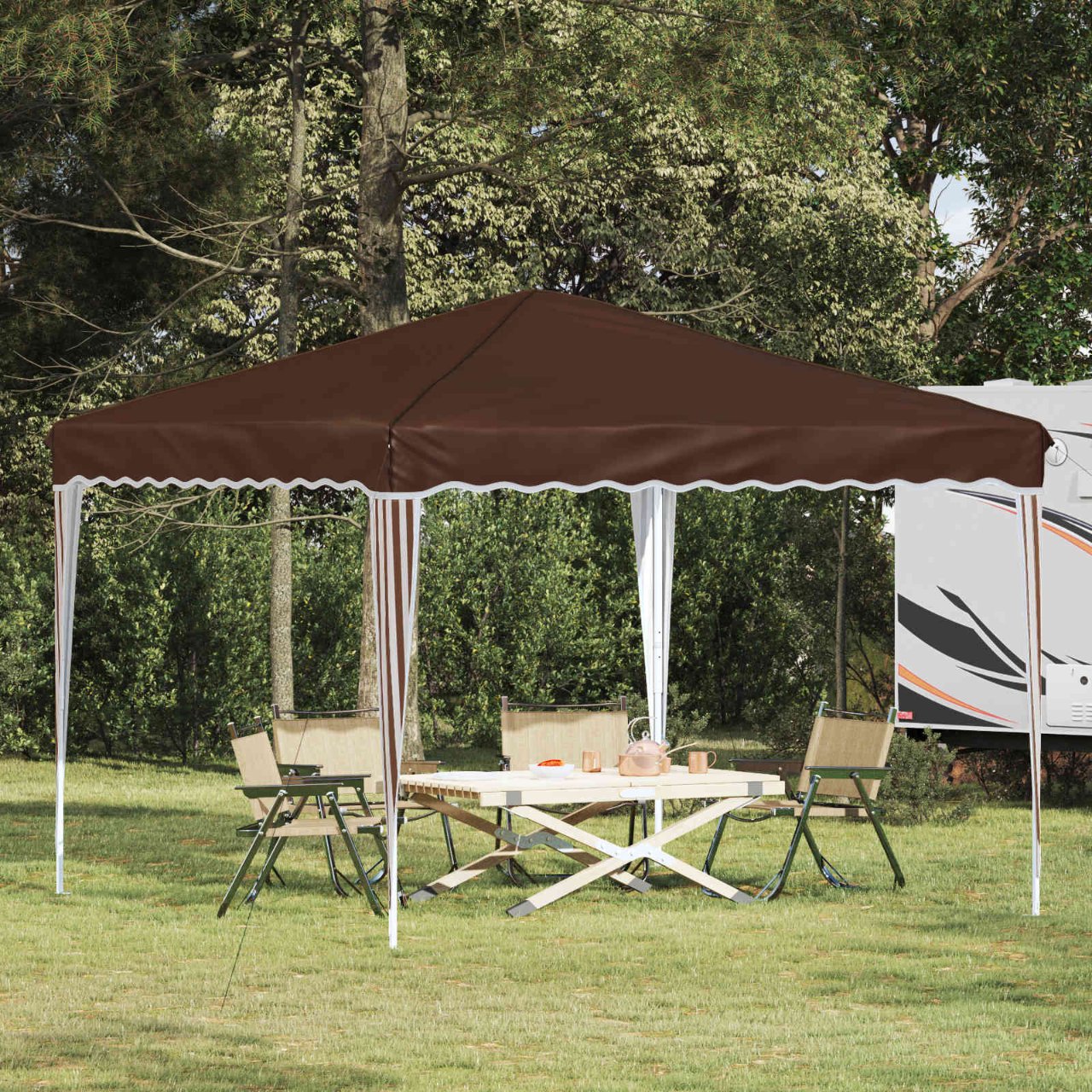 Pop-up Partyzelt 288 x 288 x 245 cm Creme Oxford-Stoff