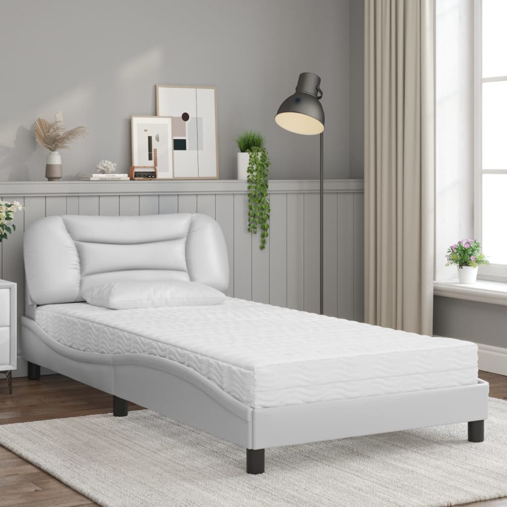 Bett mit Matratze "Hvar" Schwarz 80x200 cm Kunstleder