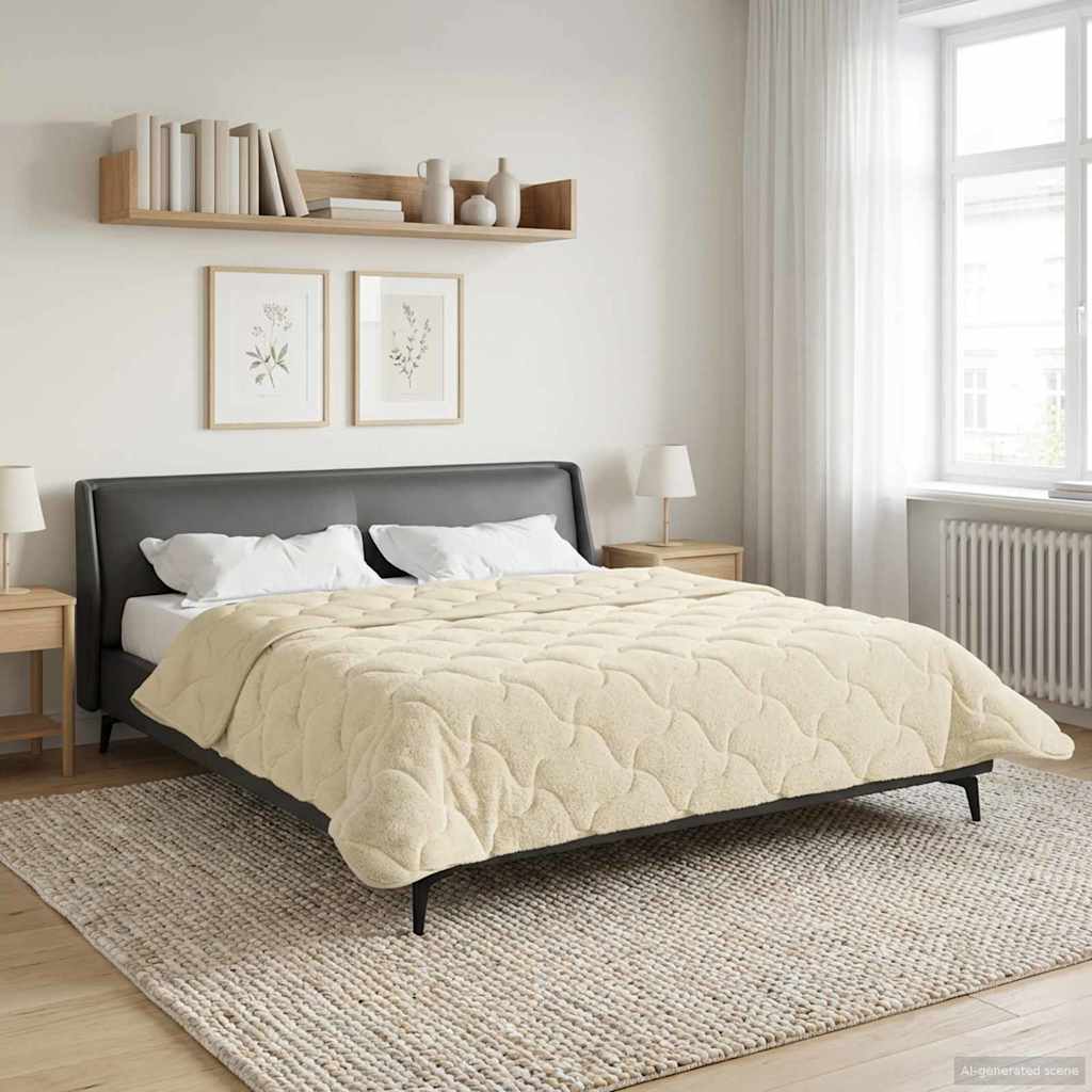 Sommerdecke Anthrazit 135 x 200 cm Mikrofaser und Teddy-Fleece