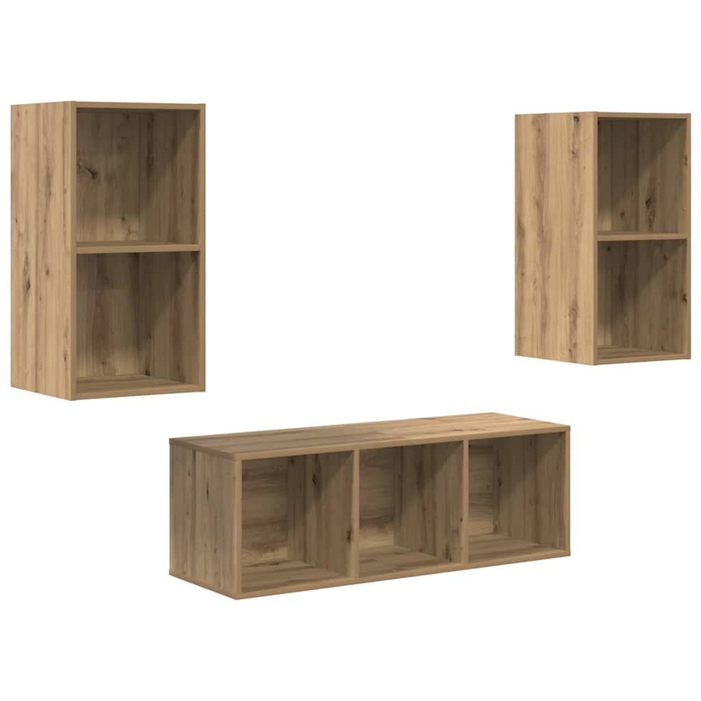 3-tlg. TV-Schrank-Set Weiß Holzwerkstoff