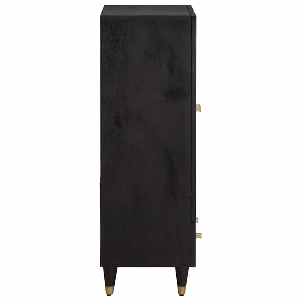 Highboard Grau und Gold 60 x 33 x 100 cm Massivholz Mango