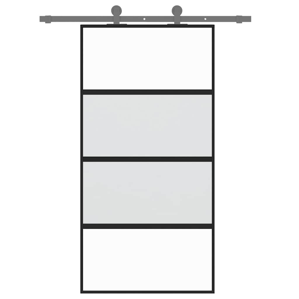 Schiebetür Aluminium und ESG Glas 90x205 cm Schwarz