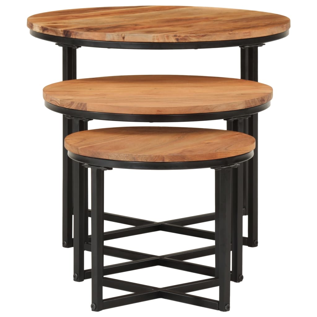 Couchtisch 45x45x35 cm Massivholz Akazie und Eisen