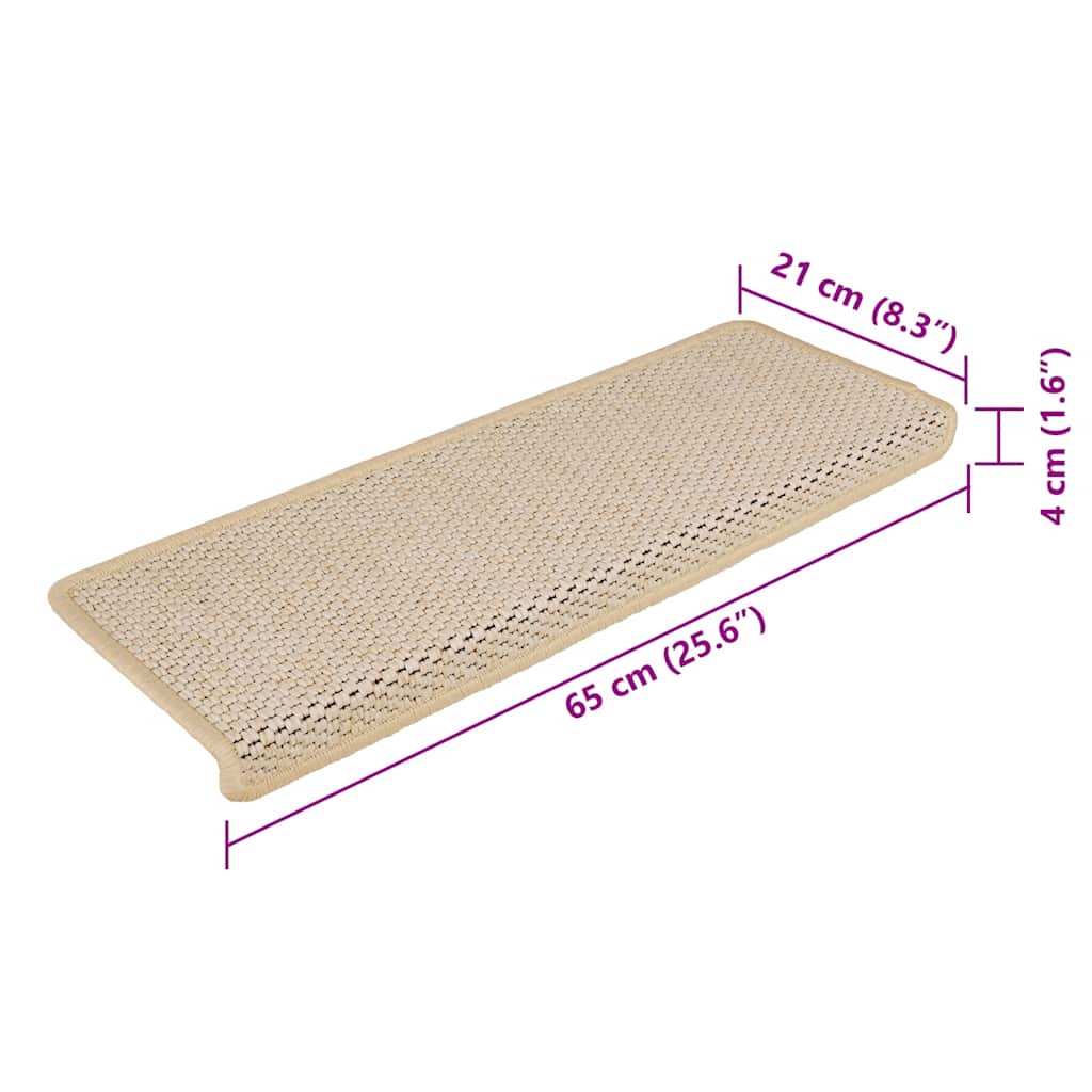 Treppenmatten Selbstklebend Sisal-Look 15 Stk. 65x21x4 Platina