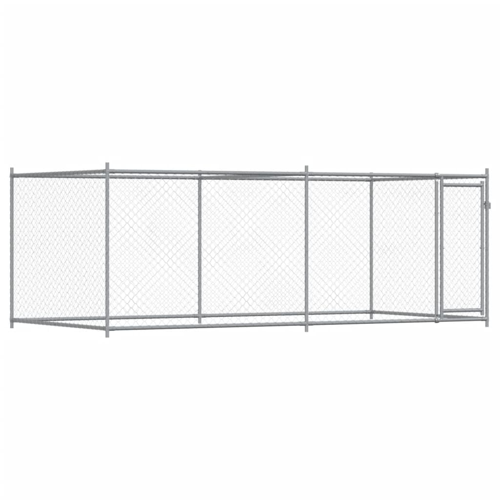 Hundezwinger mit Tür Grau 2x2x1,5 m Verzinkter Stahl