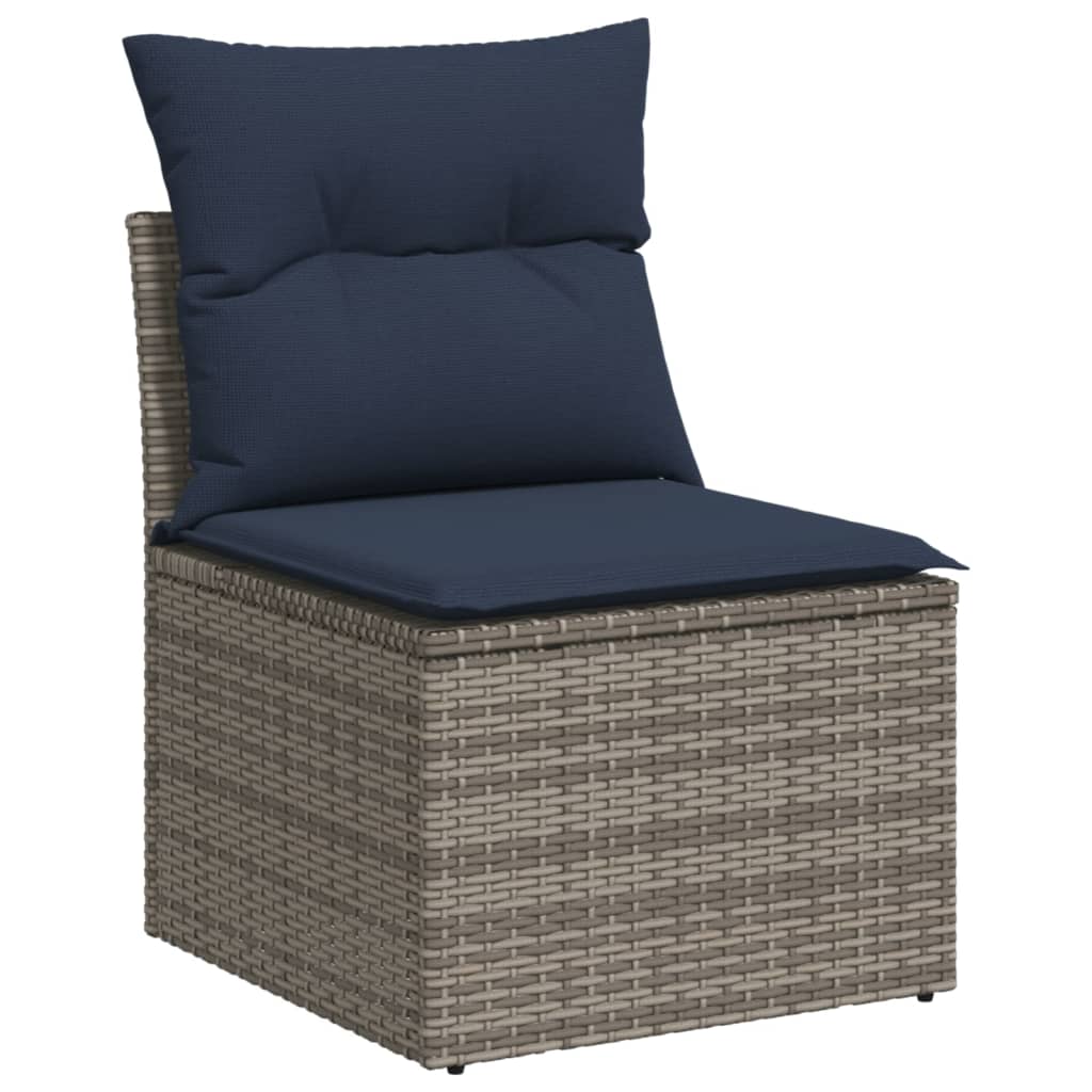 10-teiliges Gartensofa-Set mit Kissen, schwarzes Polyrattan